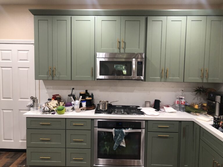 modern kitchen cabinets painted green