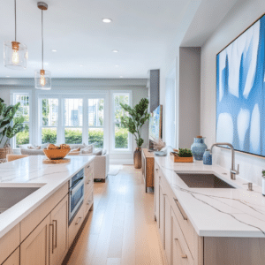 open concept kitchen using modern colors