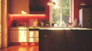 a modern kitchen in the midst of a stylish remodel showcases sleek, affordable cabinetry solutions, with elegantly arranged materials and tools reflecting a bright, organized workspace.