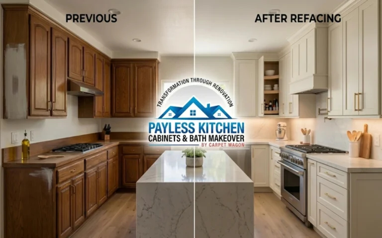 Cabinet refacing ROI vs painting comparison chart and kitchen transformation in Arcadia, California featuring premium craftsmanship by Payless Kitchen Cabinets
